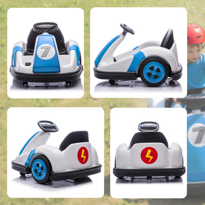 Kids Bumper Car with Game-Inspired Design and Oversized Wheels, 360-Degree Spin Electric Ride on Toy, Dual Motors, Music and Horn for Toddlers, Bumper Car for Kids Ages 37-96 Months, Blue