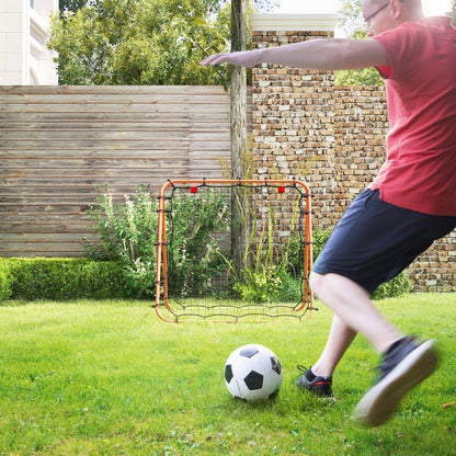 Rebounder Net Football Target Goal with Adjustable Angles, Orange