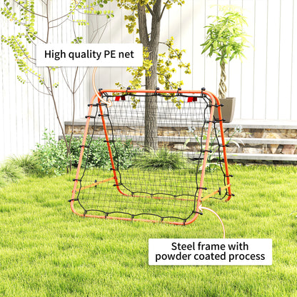 Rebounder Net Football Target Goal with Adjustable Angles, Orange