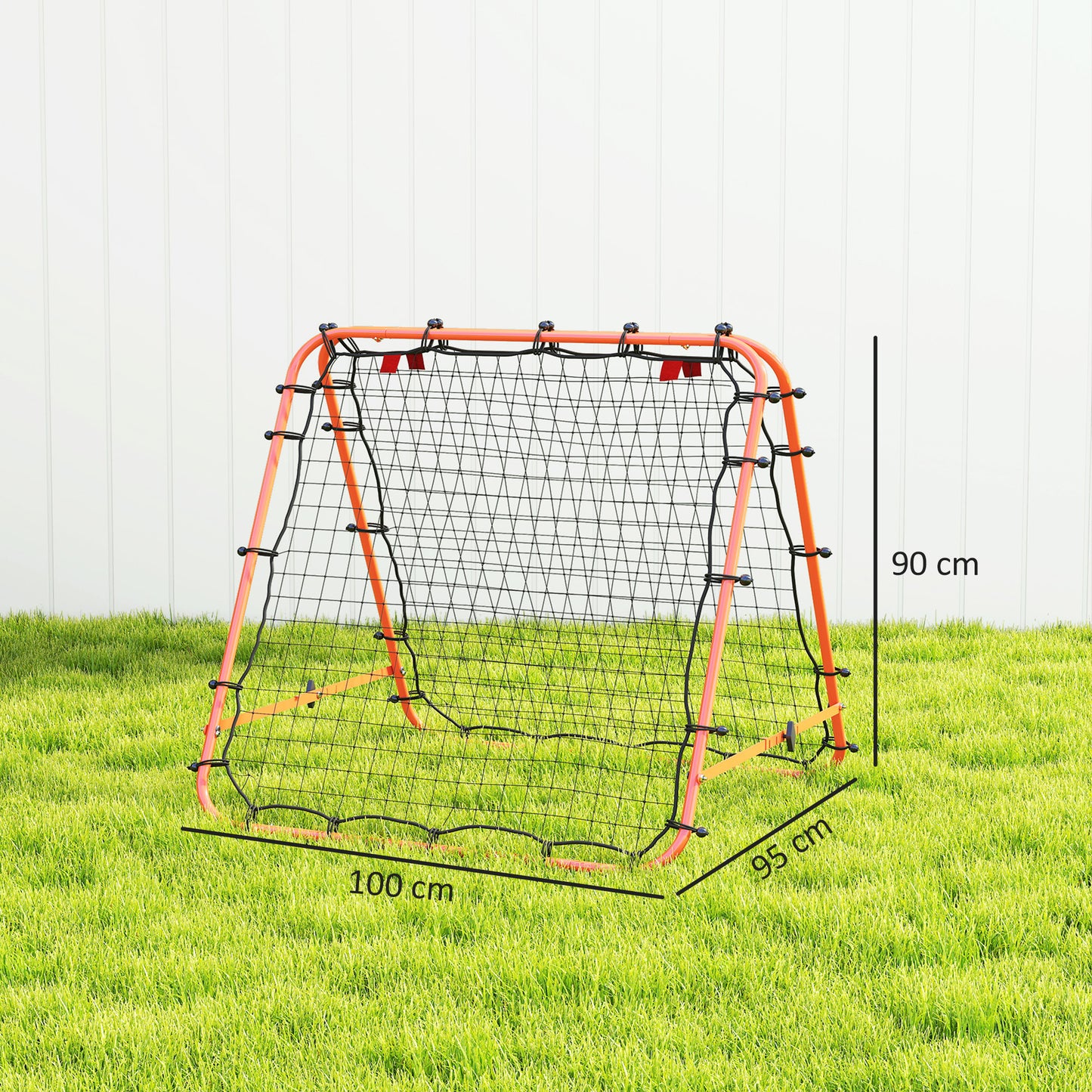 Rebounder Net Football Target Goal with Adjustable Angles, Orange