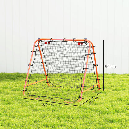 Rebounder Net Football Target Goal with Adjustable Angles, Orange