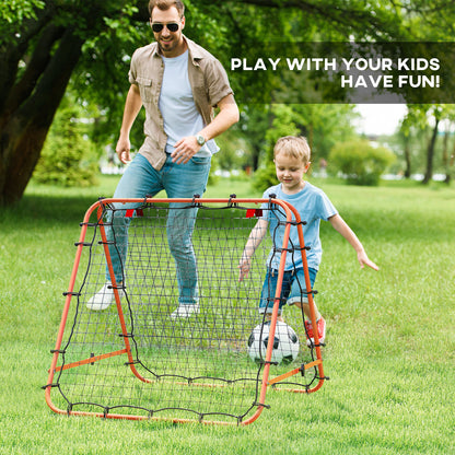 Rebounder Net Football Target Goal with Adjustable Angles, Orange