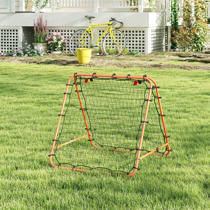 Rebounder Net Football Target Goal with Adjustable Angles, Orange