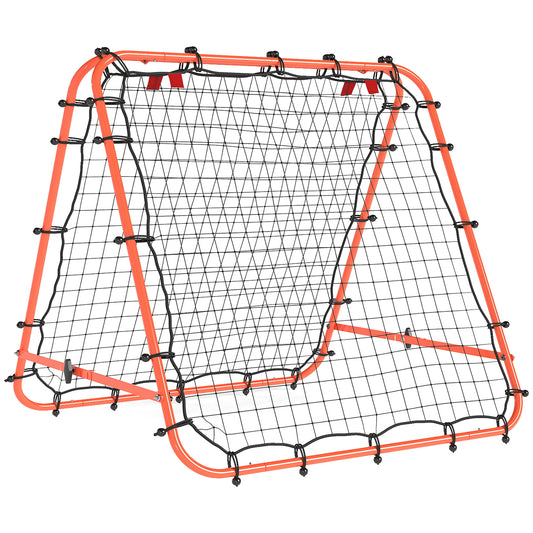 Rebounder Net Football Target Goal with Adjustable Angles, Orange