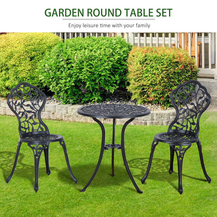 3 Pcs Cast Aluminum Bistro Set Garden Furniture Dining Table Chairs Antique Outdoor Seat Patio Seater