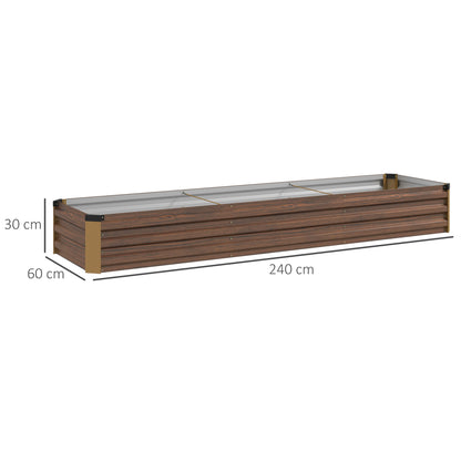 Galvanised Raised Bed for Garden, Outdoor Elevated Planter Box, Brown
