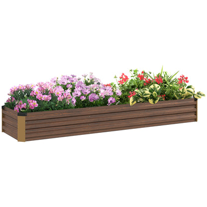 Galvanised Raised Bed for Garden, Outdoor Elevated Planter Box, Brown
