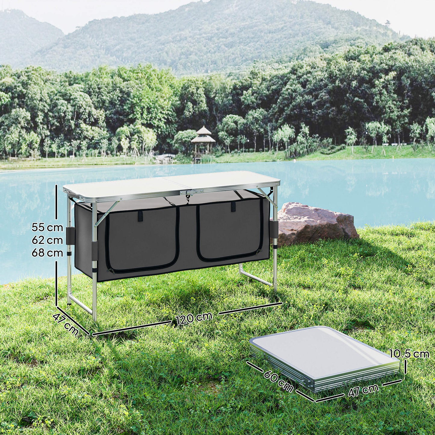 Picnic Table Camping Folding Portable Dining Storage Garden Outdoor