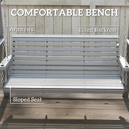 3 Seater Wooden Garden Swing Chair with Side Tables, Dark Grey