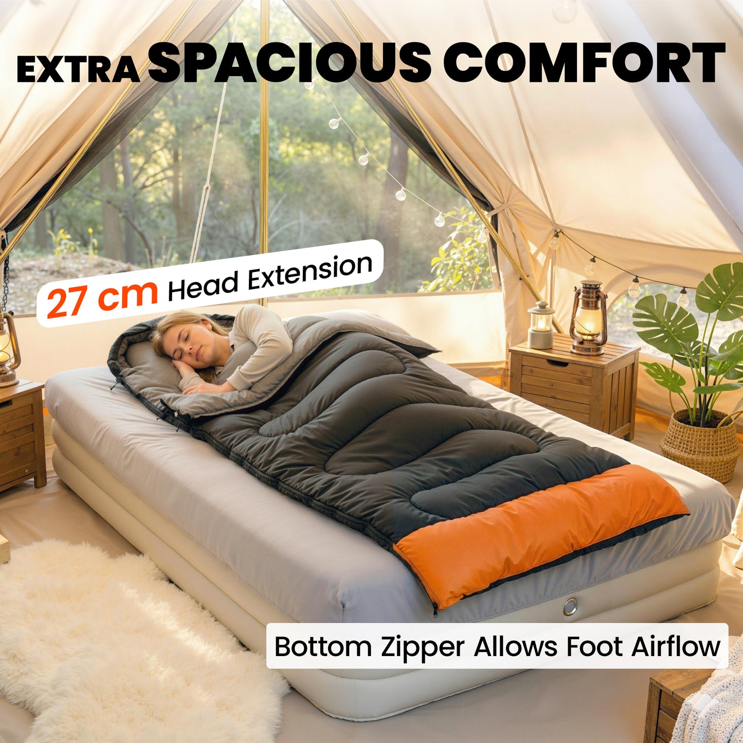 Sleeping Bag for Adults, Lightweight & Compact Sleeping Bag, Grey