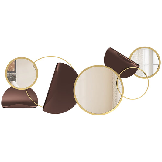 Metal Wall Art, Decorative Mirror Decor for Living Room, Gold Tone