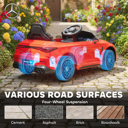 Kids Electric Car Licensed Mercedes AMG, 12V Ride On Car, Red