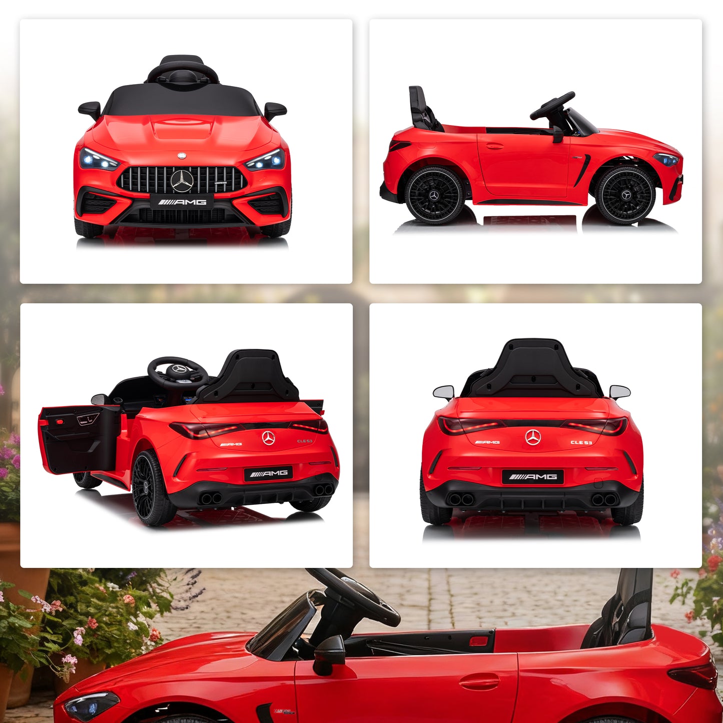 Kids Electric Car Licensed Mercedes AMG, 12V Ride On Car, Red