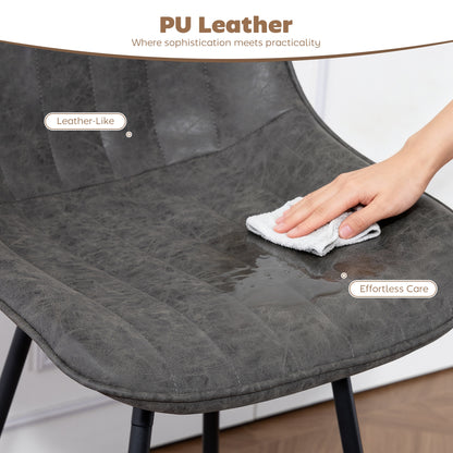 Swivel Bar Stools Set of 2, PU Leather Upholstered Bar Chairs, Grey
