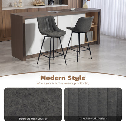 Swivel Bar Stools Set of 2, PU Leather Upholstered Bar Chairs, Grey