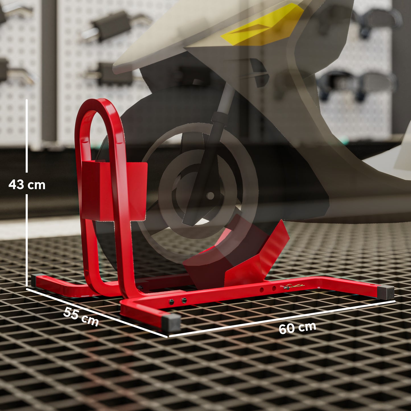 Adjustable Motorcycle Wheel Chock Motorbike Holder with Metal Frame