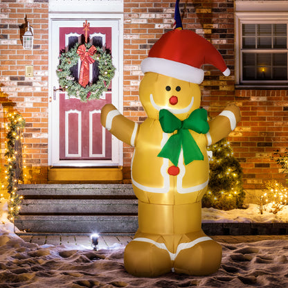 6ft Christmas Inflatable Gingerbread Man & Santa Hat w/ LED Lights
