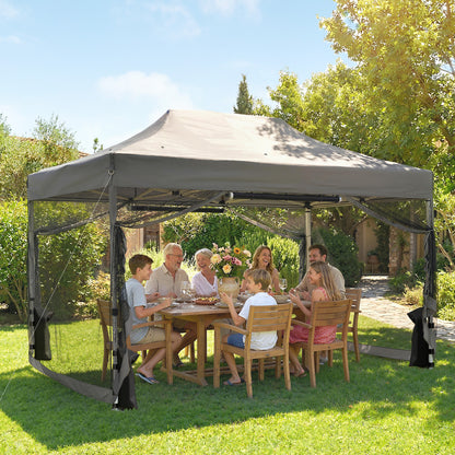 3 x 4.5 m Pop Up Gazebo with Mesh, Heavy Duty Party Tent Marquee