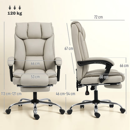 Pet-Friendly Leather Recliner Computer Chair with Footrest, Khaki