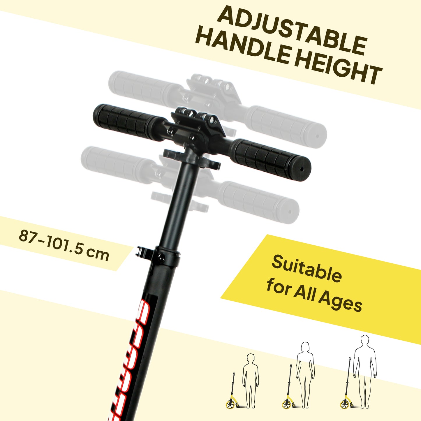 Teens Adult Kick Scooter Foldable Adjust Aluminium For 14+ Yellow