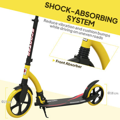 Teens Adult Kick Scooter Foldable Adjust Aluminium For 14+ Yellow