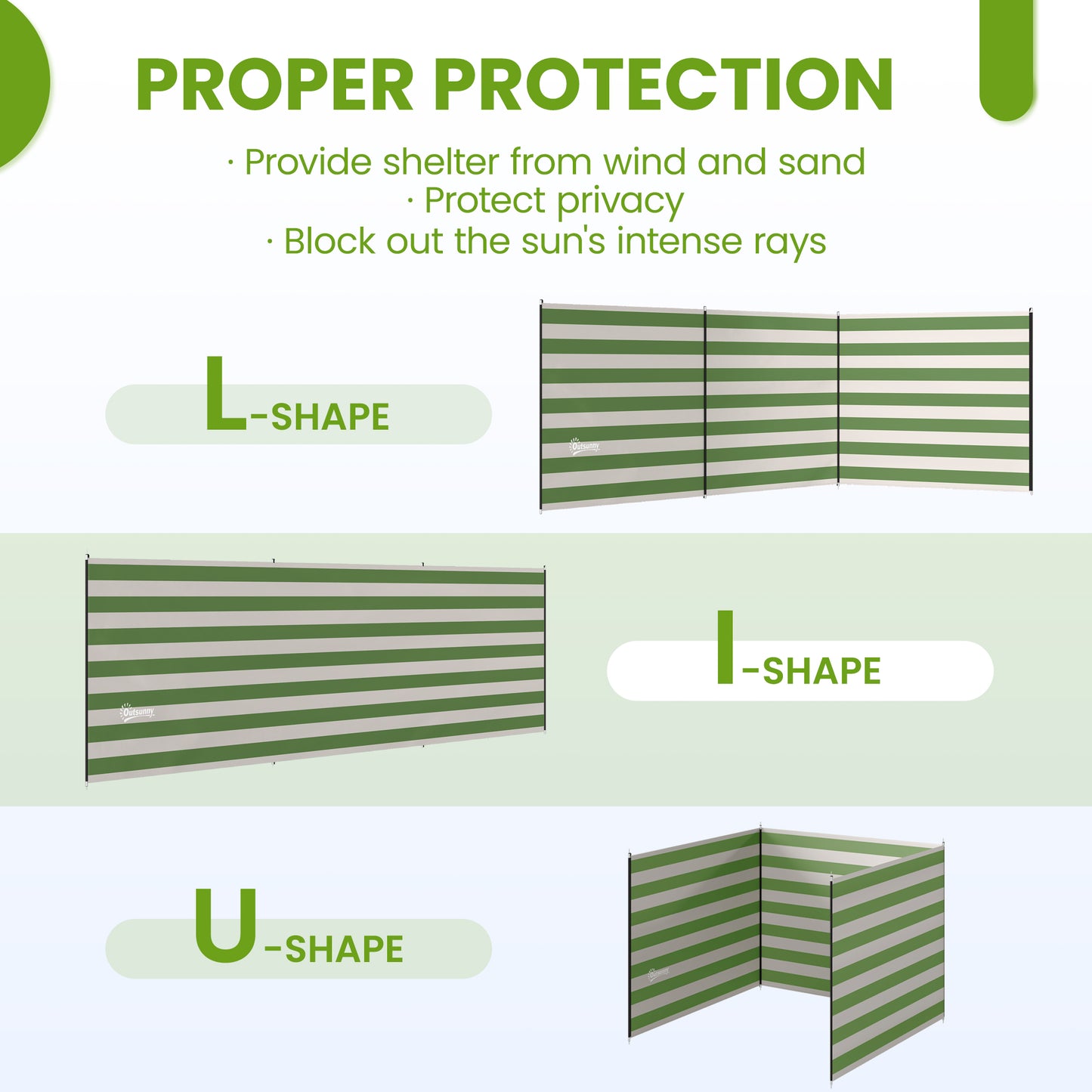 Camping Windbreak Portable Wind Blocker Privacy Wall, 540cm x 150cm