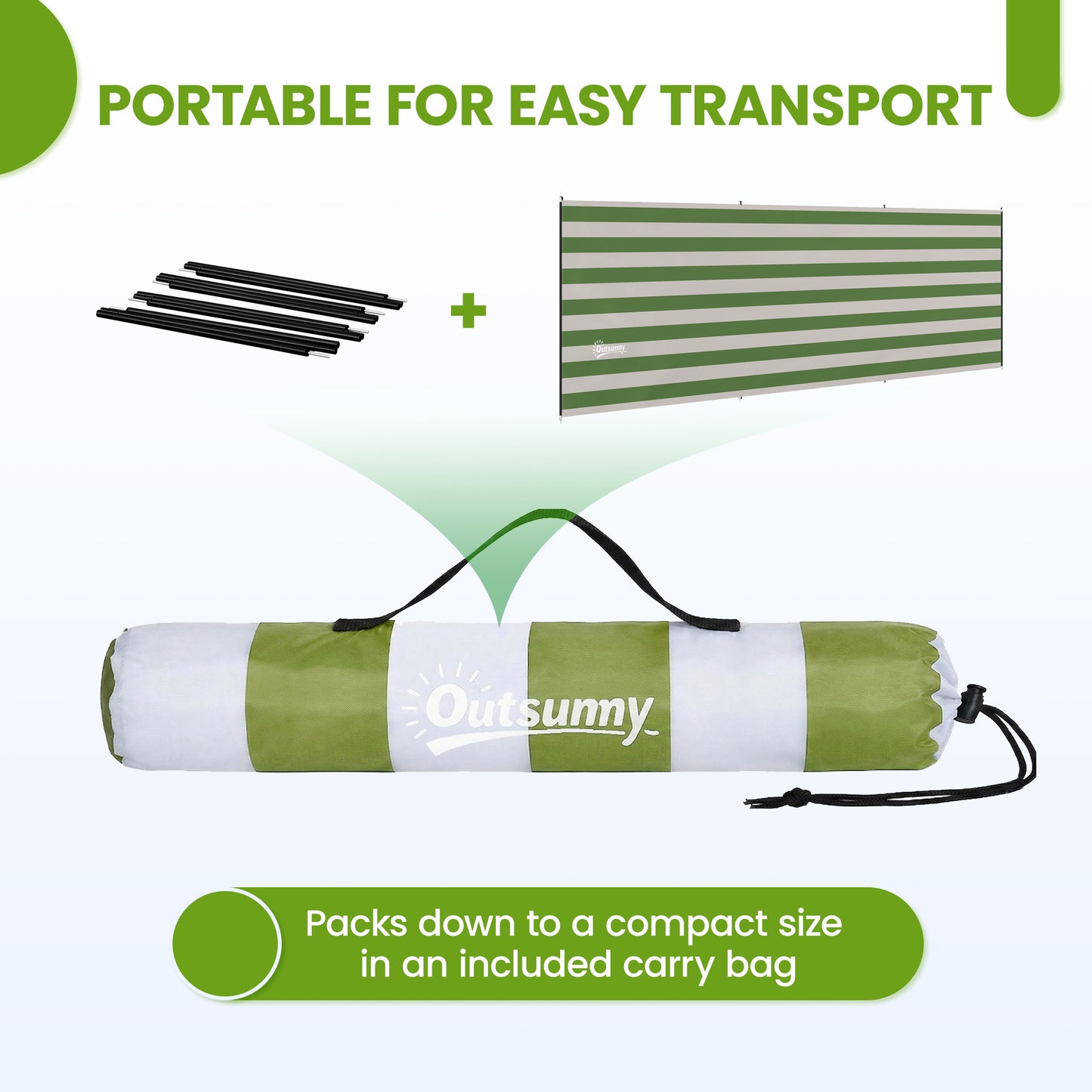Camping Windbreak Portable Wind Blocker Privacy Wall, 540cm x 150cm