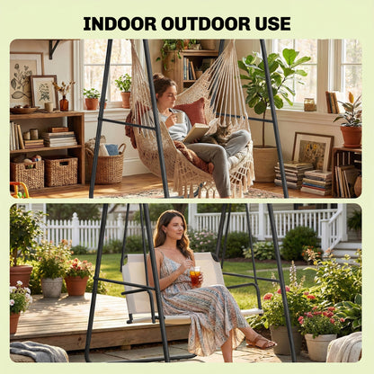 Hammock Chair Stand Only, Hanging Chair Stand, 150 KG Load, Black