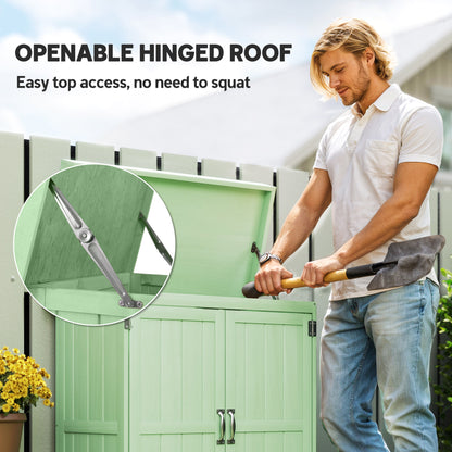 Wooden Garden Shed w/ Hinged Roof, 74x43x88cm, Light Green