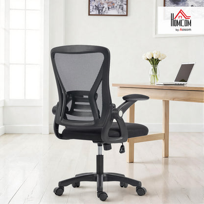 Mesh Office Chair, Desk Chair with Flip-up Armrests, Lumbar Support, Black
