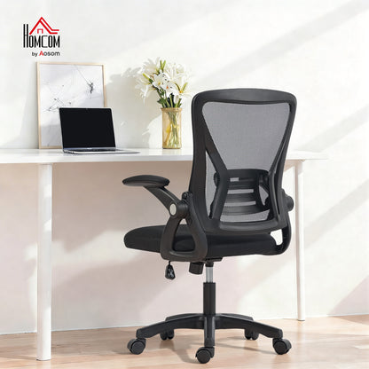 Mesh Office Chair, Desk Chair with Flip-up Armrests, Lumbar Support, Black