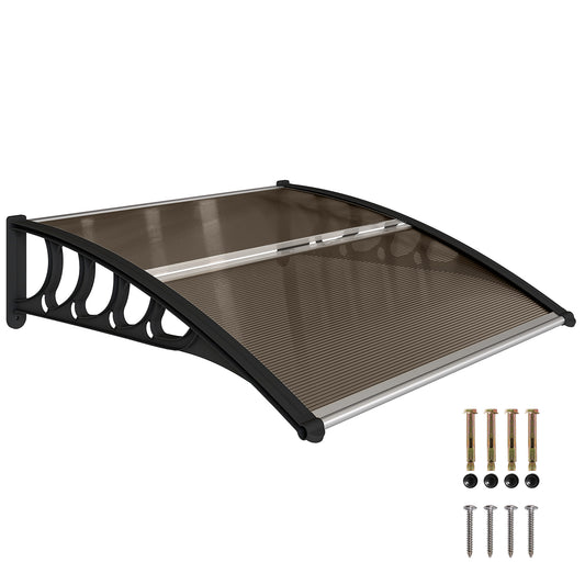 Door Canopy Outdoor Awning Rain Shelter for Window Porch, Brown