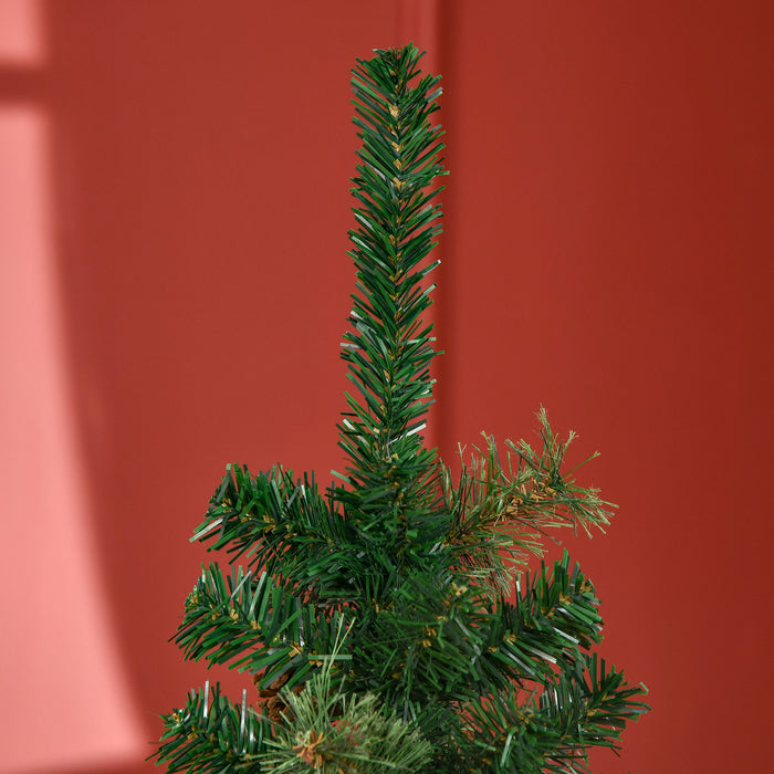 5.5FT Artificial Slim Christmas Tree Holiday Home Décor with Pine Cones