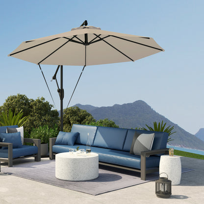 3(m) Cantilever Banana Parasol with Cover Wind Strap UPF50+Khaki