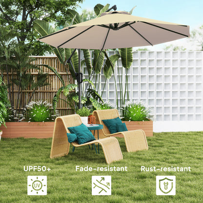 3(m) Cantilever Banana Parasol with Cover Wind Strap UPF50+Khaki