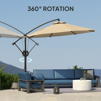 3(m) Cantilever Banana Parasol with Cover Wind Strap UPF50+Khaki