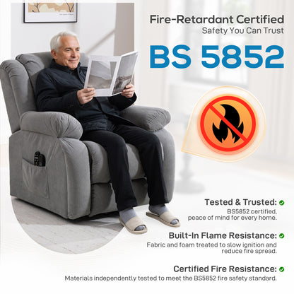 Power Lift Recliner Chair, Reclining Chair with Massage, Light Grey