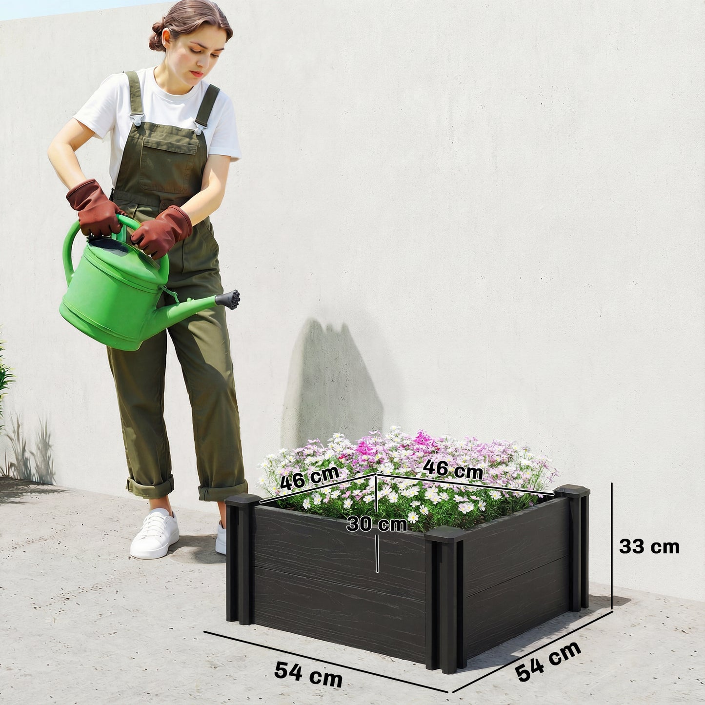 2 x 2 x 1ft Vinyl Raised Garden Bed Kit, Dark Grey