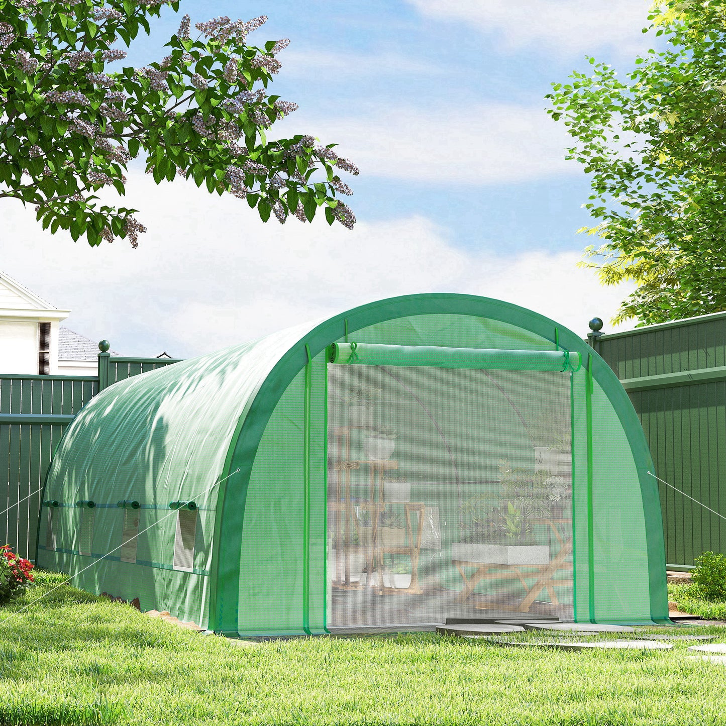 Walk-in Tunnel Greenhouse, Upgraded Structure, Mesh Door & Windows