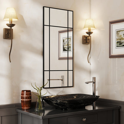 Window Style Vanity Mirror 110 x 50cm Hanging Wall Mirror Black