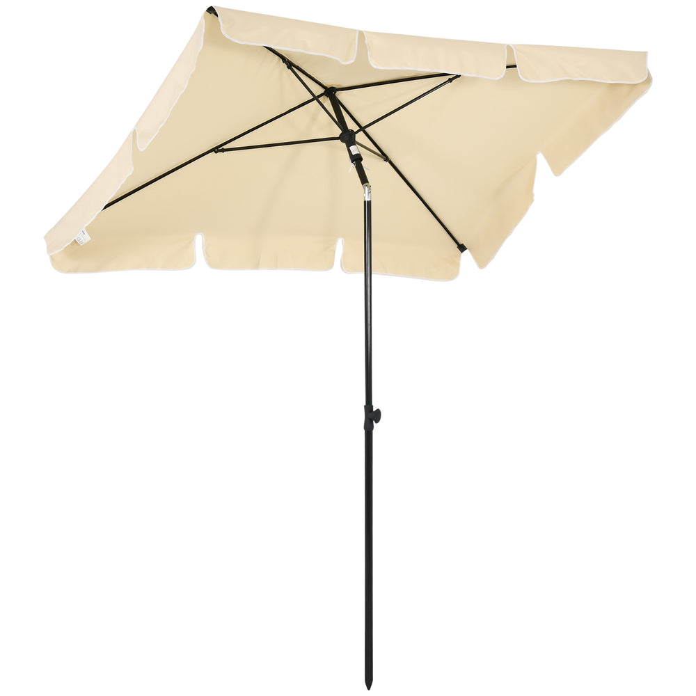 Aluminium Sun Umbrella Parasol Patio Garden Rectangular Tilt 2M x 1.25M Beige