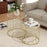 Coffee Table Set of 2, Nest of Tables with Metal Frame, Gold Tone