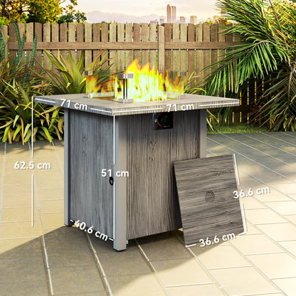 Gas Fire Pit Table with 40,000 BTU Burner, Cover, Dark Grey