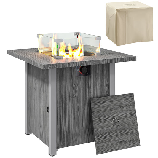 Gas Fire Pit Table with 40,000 BTU Burner, Cover, Dark Grey