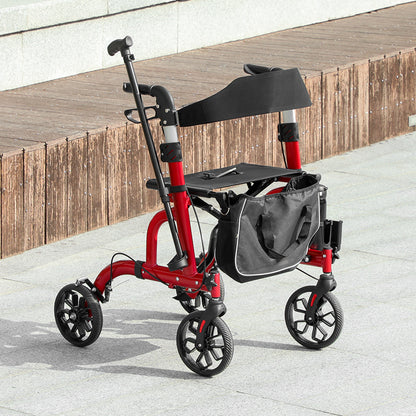 Lightweight Walking Frame with Seat and Backrest, Red