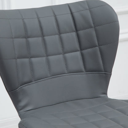 Bar Stools Set of 2 Adjustable Height Swivel PU Leather Bar Chairs Grey