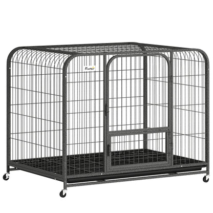 Heavy Duty Dog Crate, Large Dog Cage with Wheels and Tray