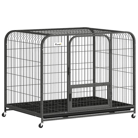 Heavy Duty Dog Crate, Large Dog Cage with Wheels and Tray
