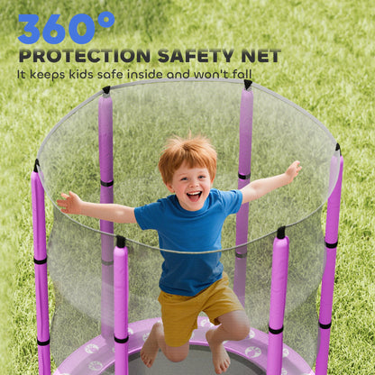 4.6FT Kids Trampoline with Safety Enclosure Net, Purple