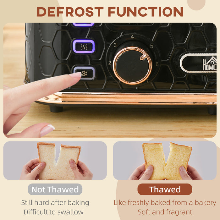 Toaster with 4 Slot, 7 Browning Levels, 1600W, Black Honeycomb